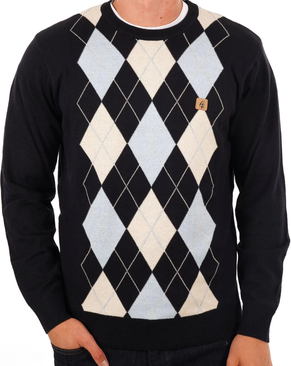 Gabicci Vintage Argyle Knit Jumper Navy