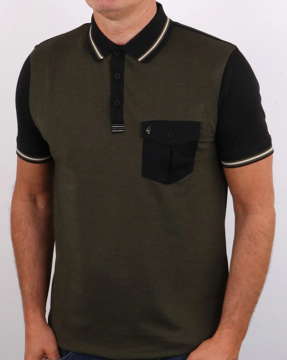 Gabicci Vintage Barrow Polo Shirt Olive/Black