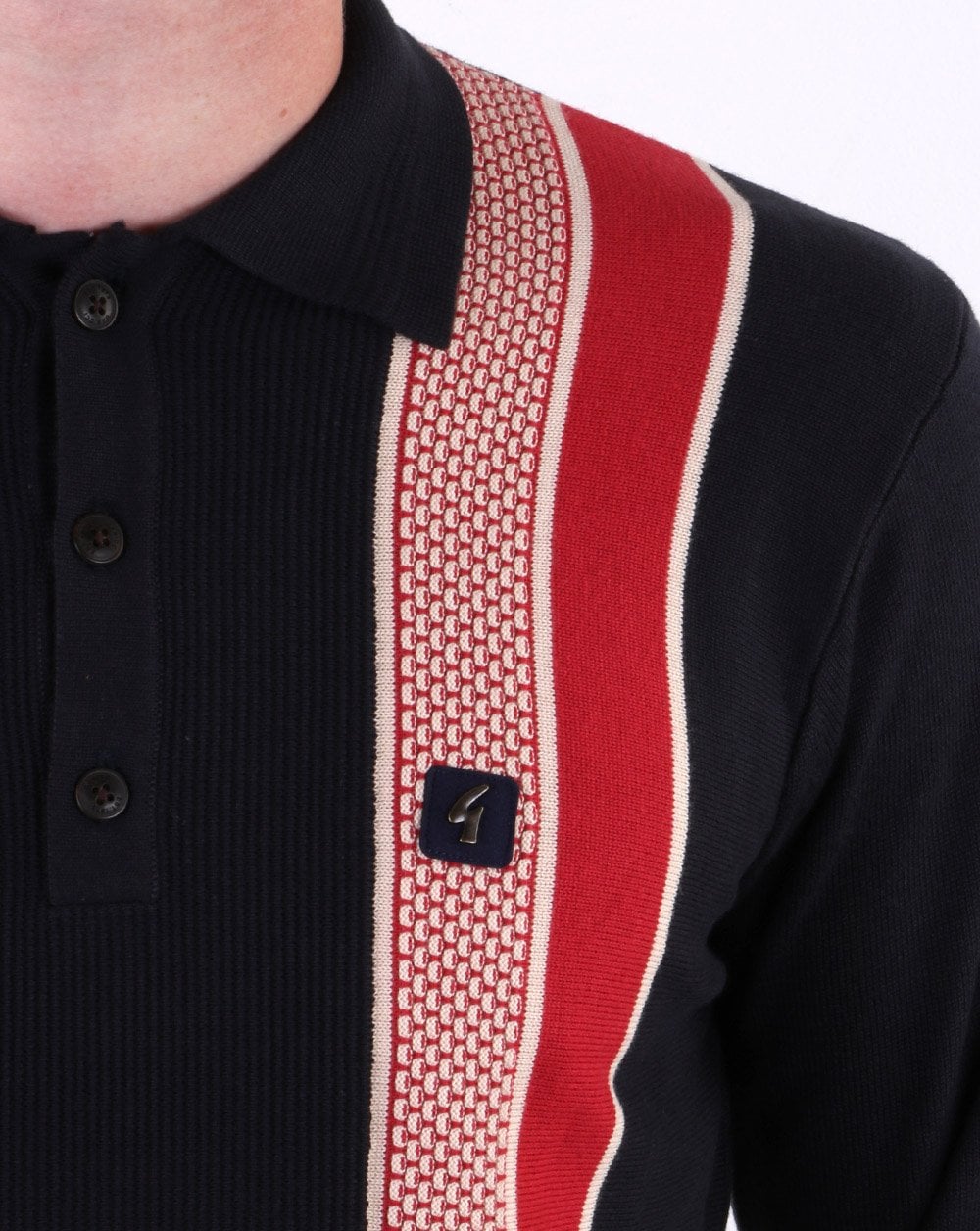 Gabicci Vintage Croxted Knitted Polo Navy - Image 3