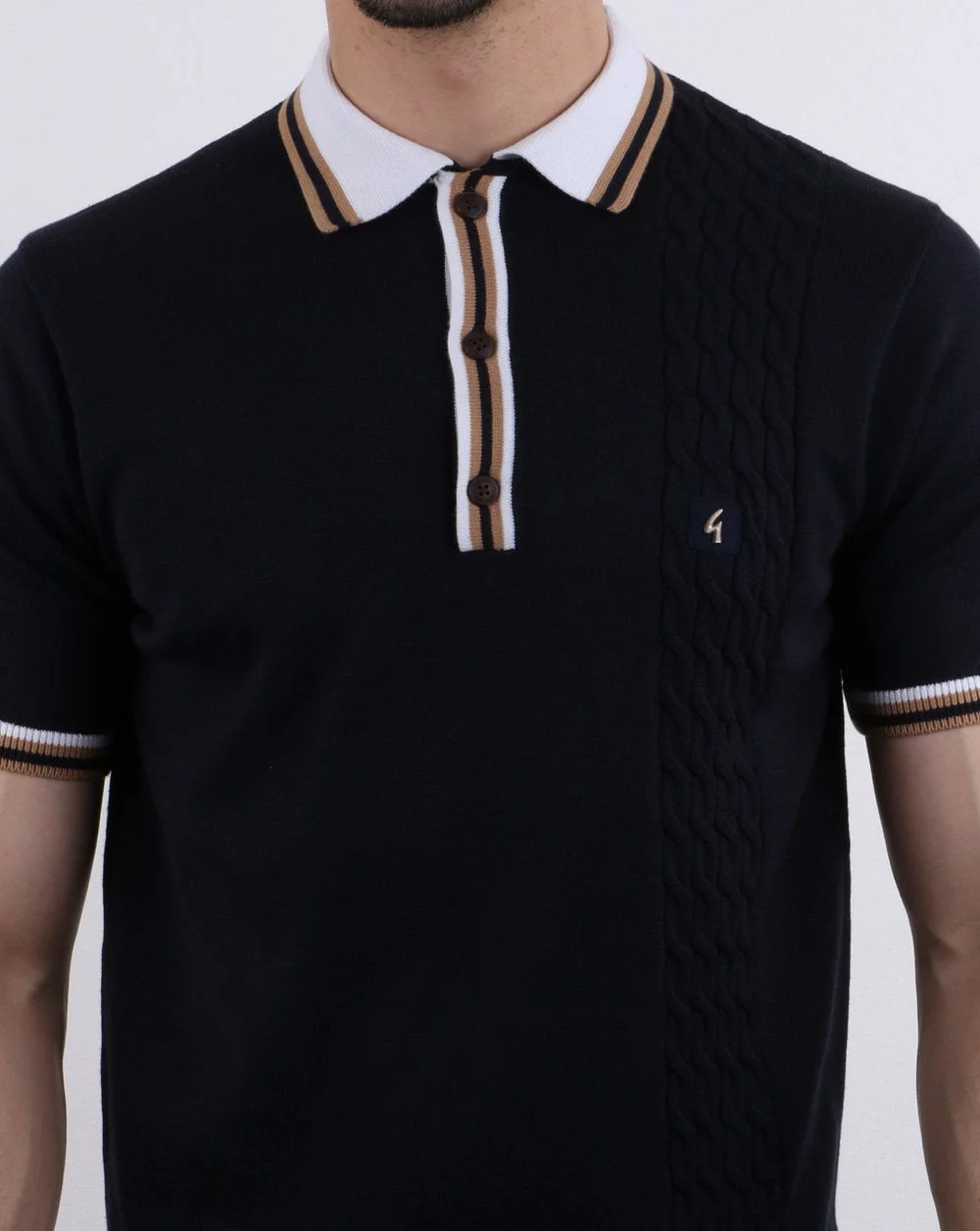 Gabicci Vintage Croxted Knitted Polo Shirt Navy - Image 4