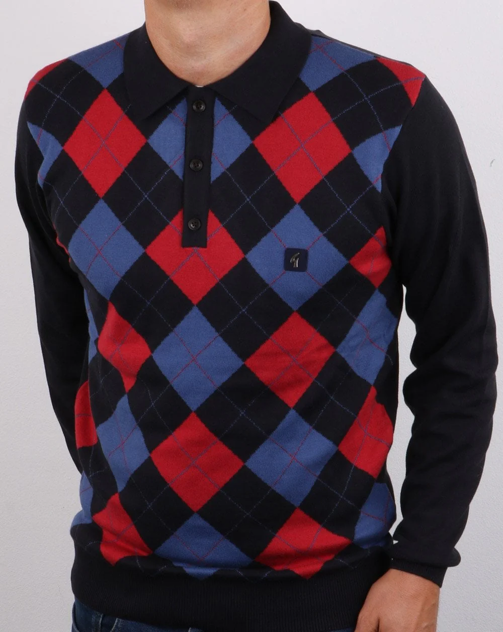 Gabicci Vintage Diamond Knit Navy - Image 2