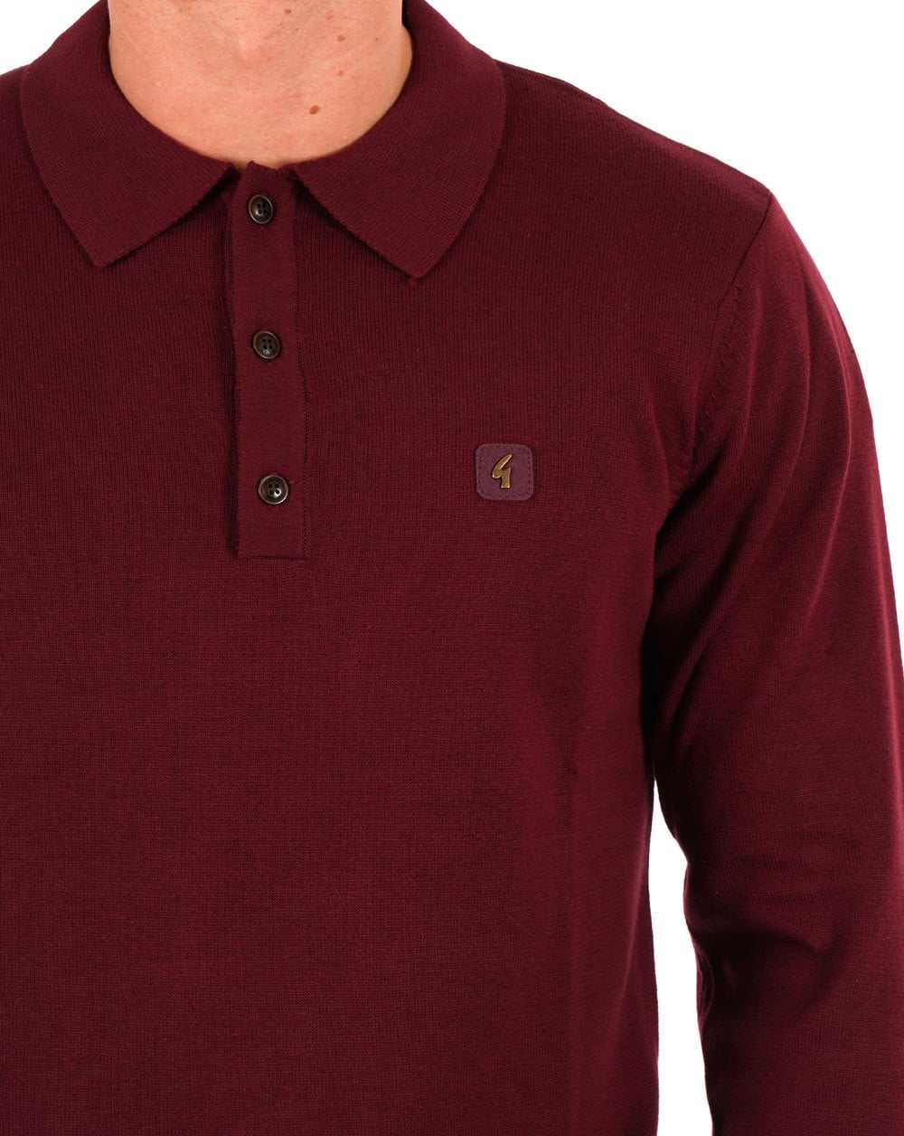 Gabicci Vintage Francesco Knitted Polo Shirt Port - Image 2