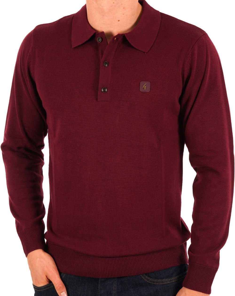 Gabicci Vintage Francesco Knitted Polo Shirt Port - Image 3