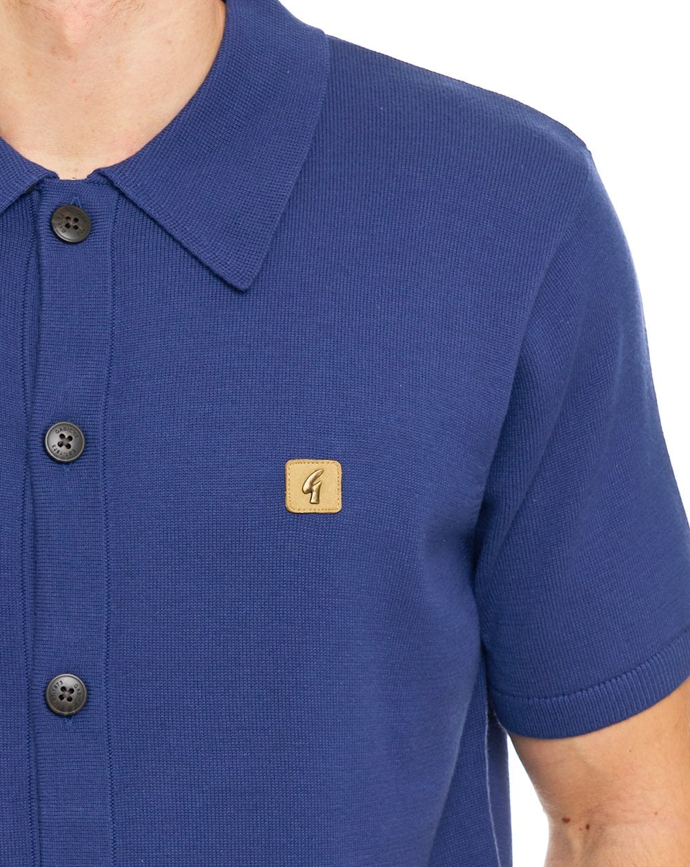 Gabicci Vintage Full Button Knit Polo Deep Blue - Image 3