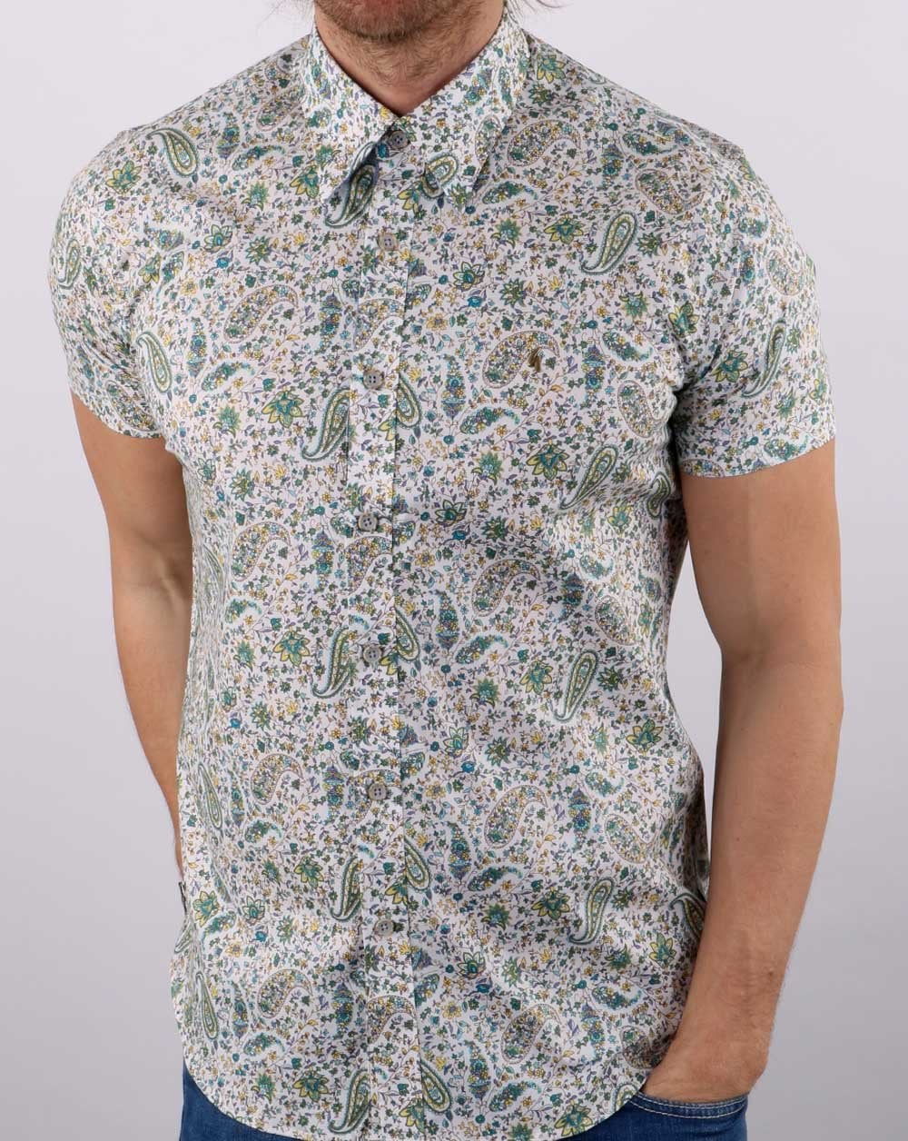 Gabicci Vintage Hanks Shirt Paisley Green - Image 3