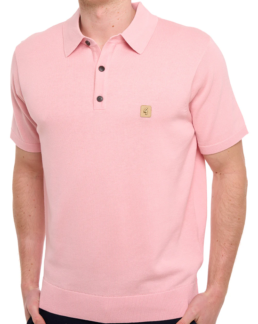Gabicci Vintage Jackson Knit Polo Candy Pink - Image 2