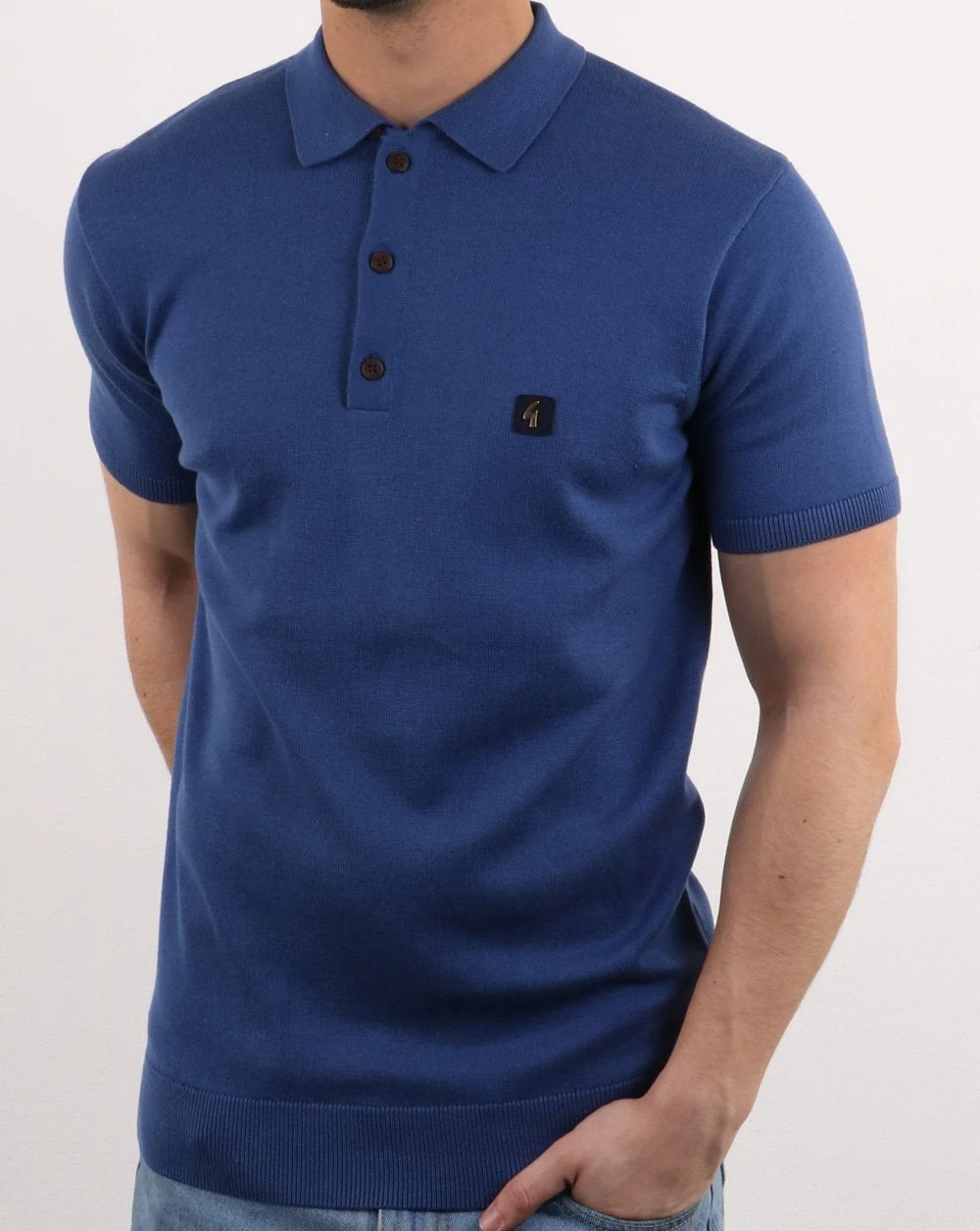 Gabicci Vintage Jackson Knitted Polo Blue - Image 2