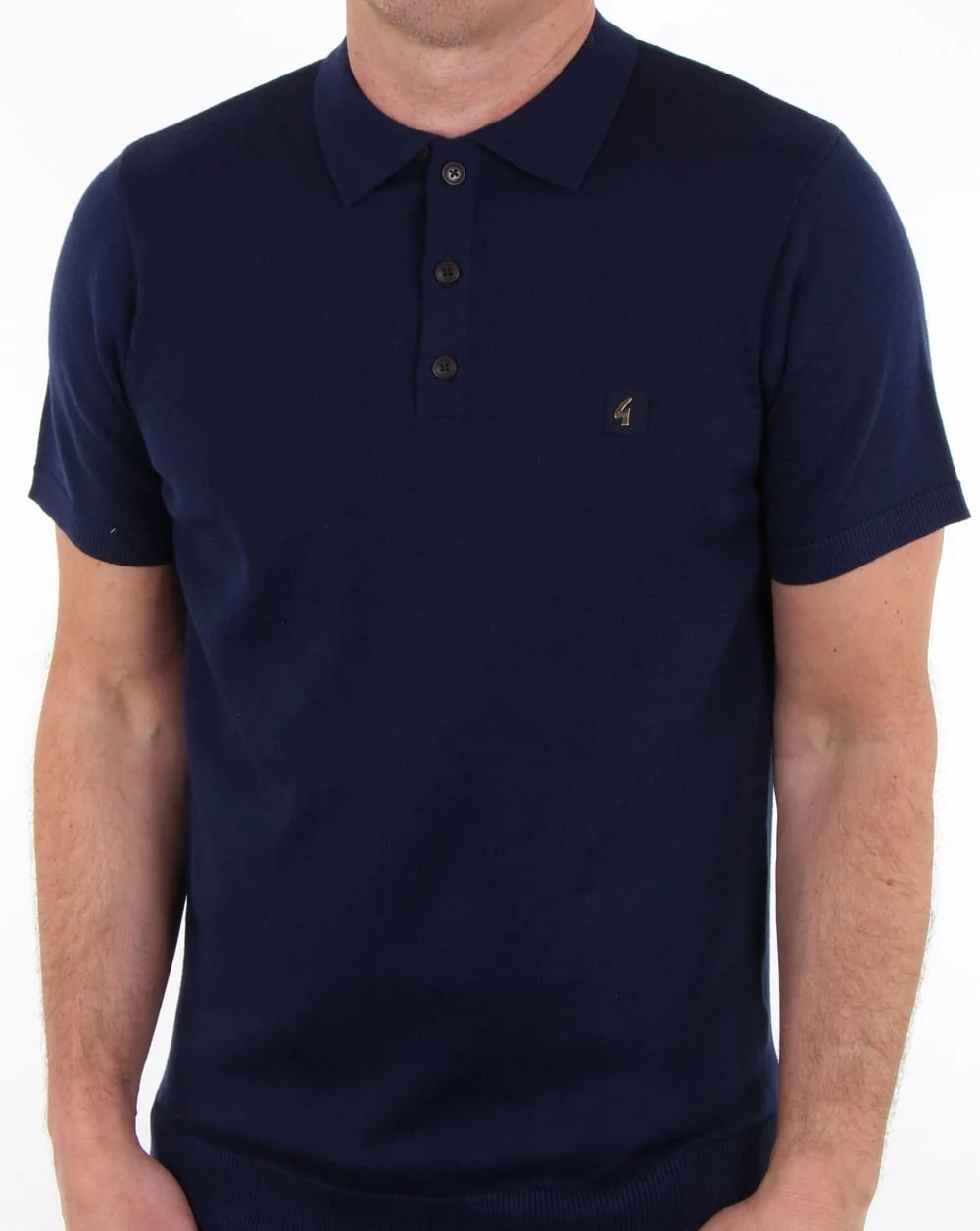 Gabicci Vintage Jackson Knitted Polo Shirt Mid Blue