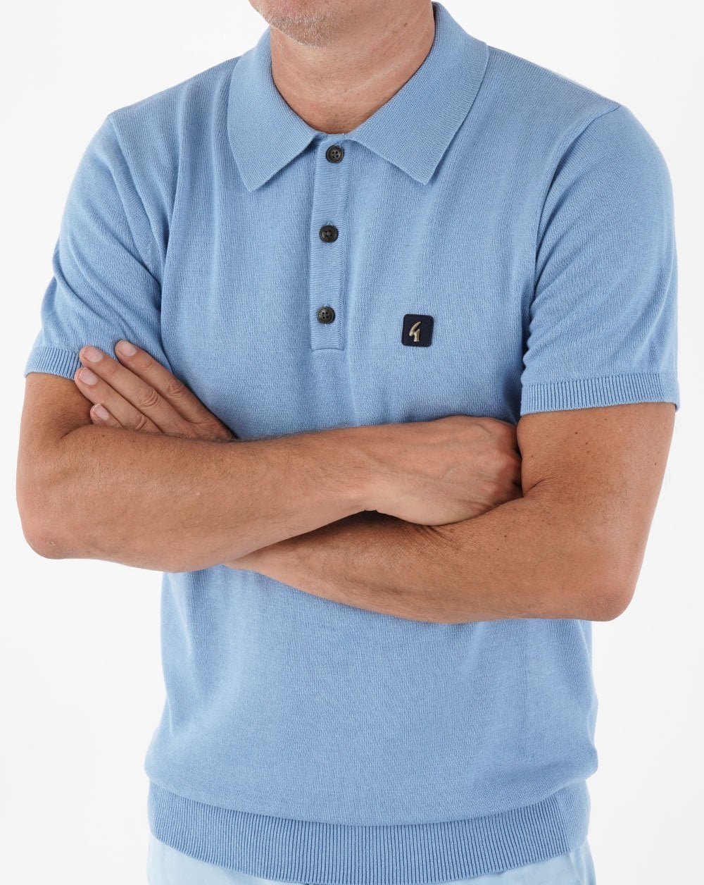 Gabicci Vintage Jackson Knitted Polo Sky - Image 3