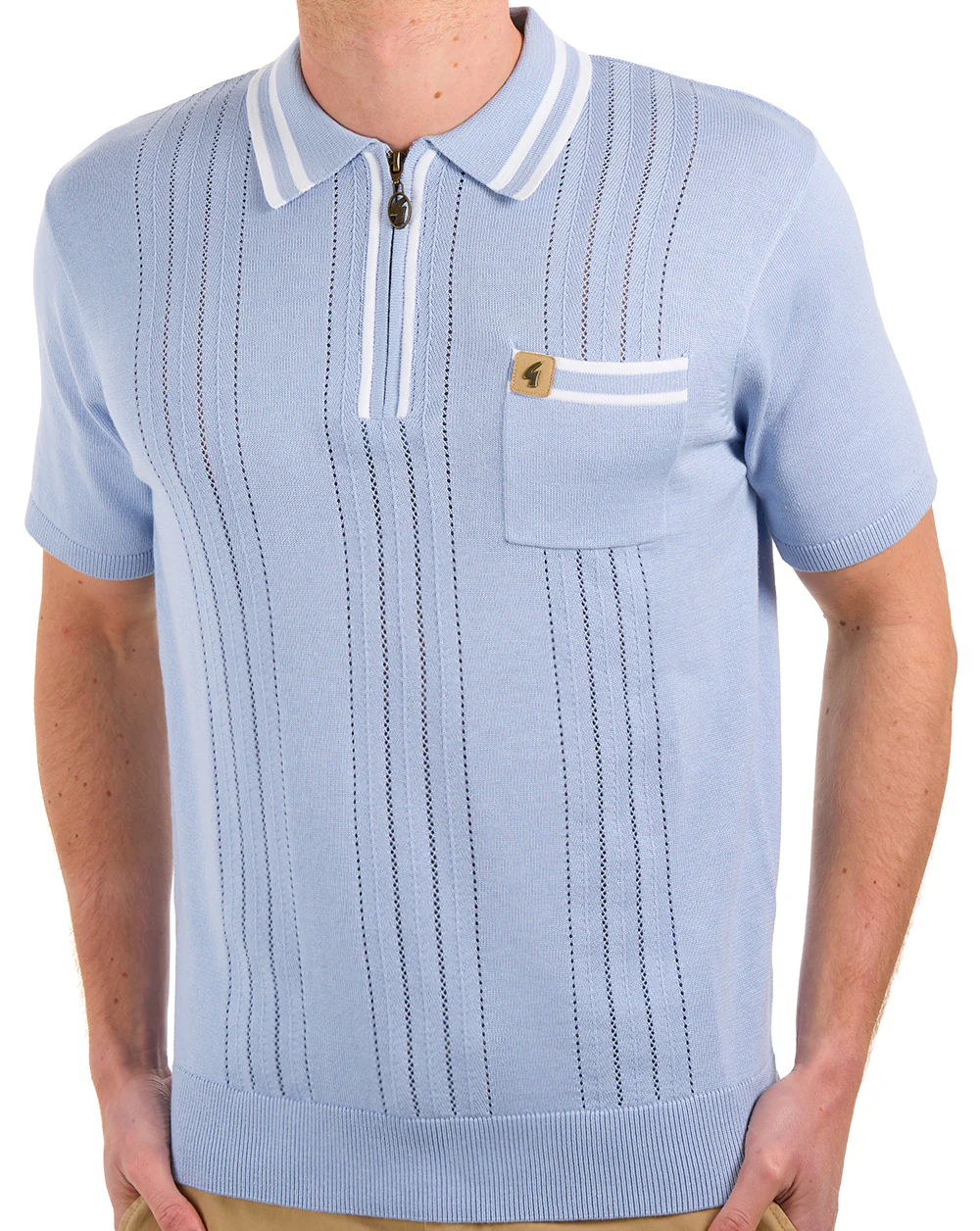 Gabicci Vintage Johnson Knit Polo Sky - Image 3