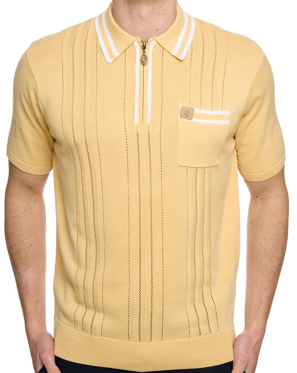 Gabicci Vintage Johnson Knit Polo Lemon - Image 2