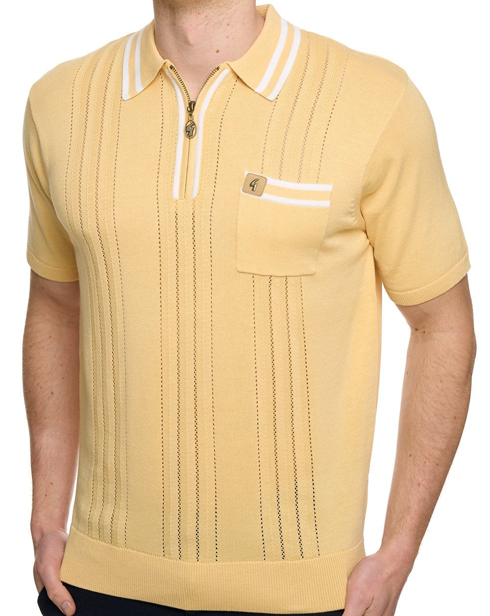 Gabicci Vintage Johnson Knit Polo Lemon - Image 3