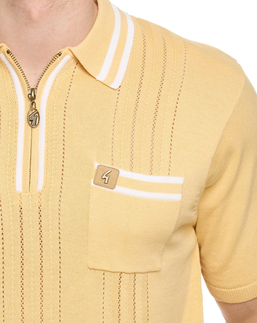Gabicci Vintage Johnson Knit Polo Lemon - Image 4