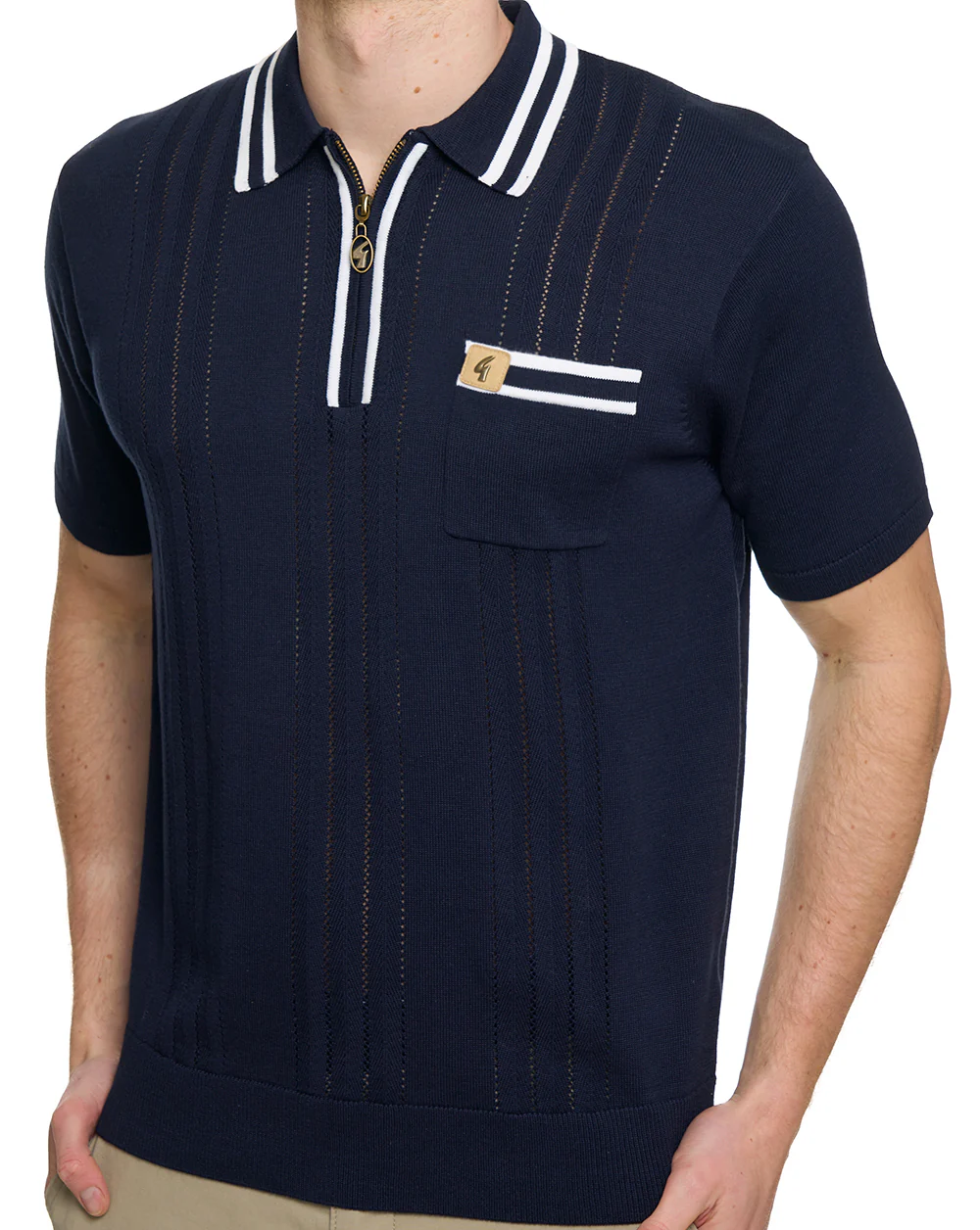 Gabicci Vintage Johnson Knit Polo Navy - Image 2