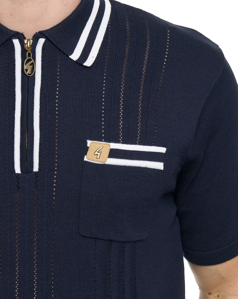 Gabicci Vintage Johnson Knit Polo Navy - Image 3