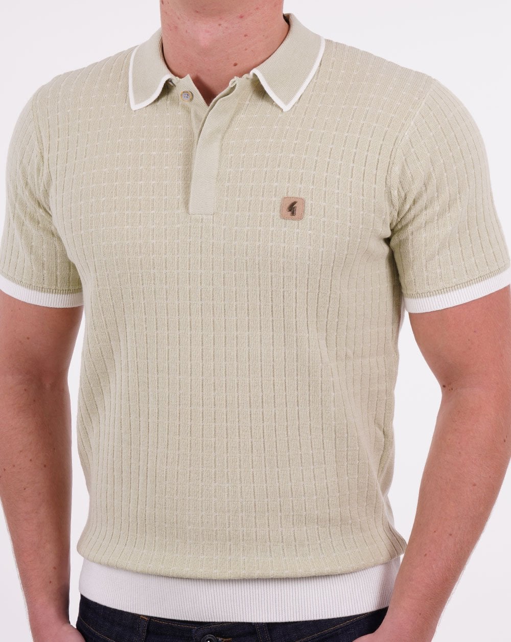 Gabicci Vintage Jura Knit Polo Pistachio - Image 3
