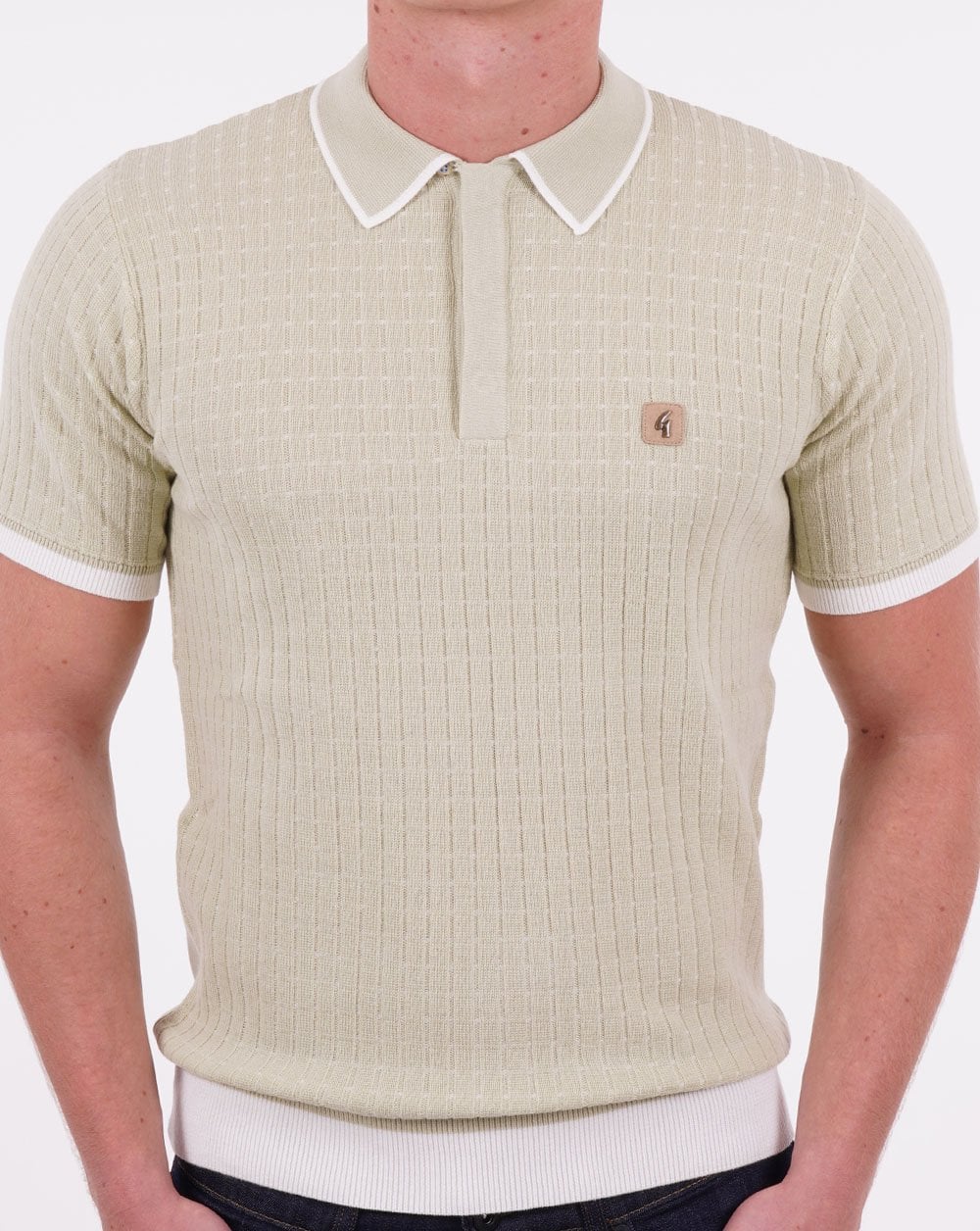 Gabicci Vintage Jura Knit Polo Pistachio - Image 4