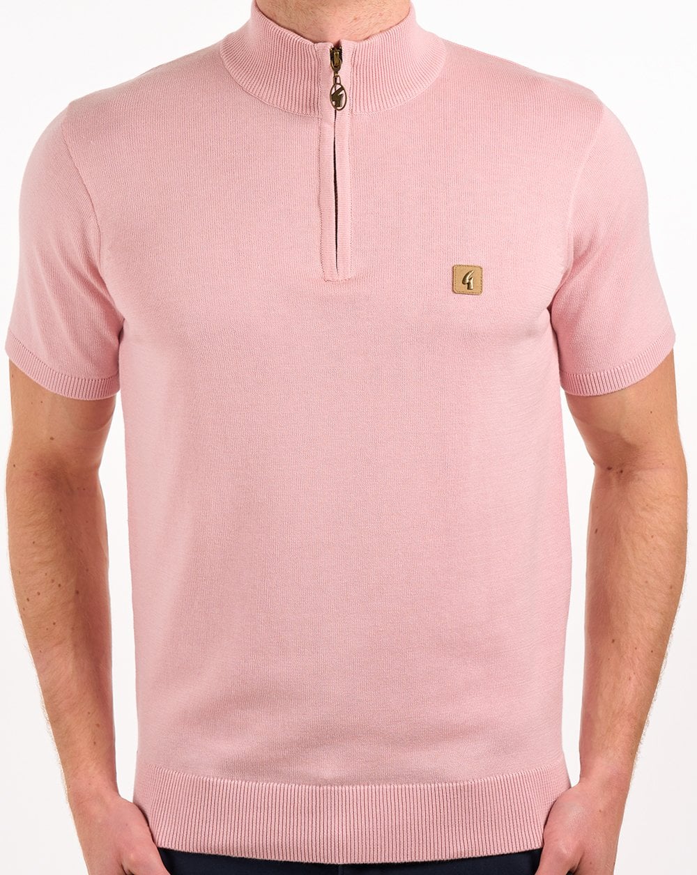 Gabicci Vintage Knitted 1/4 Zip Lt Pink