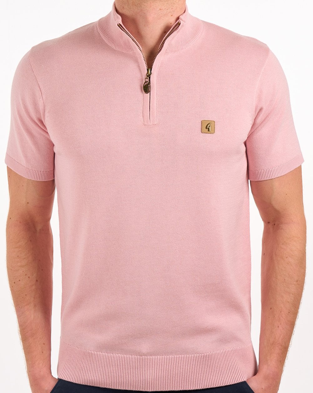 Gabicci Vintage Knitted 1/4 Zip Lt Pink - Image 2