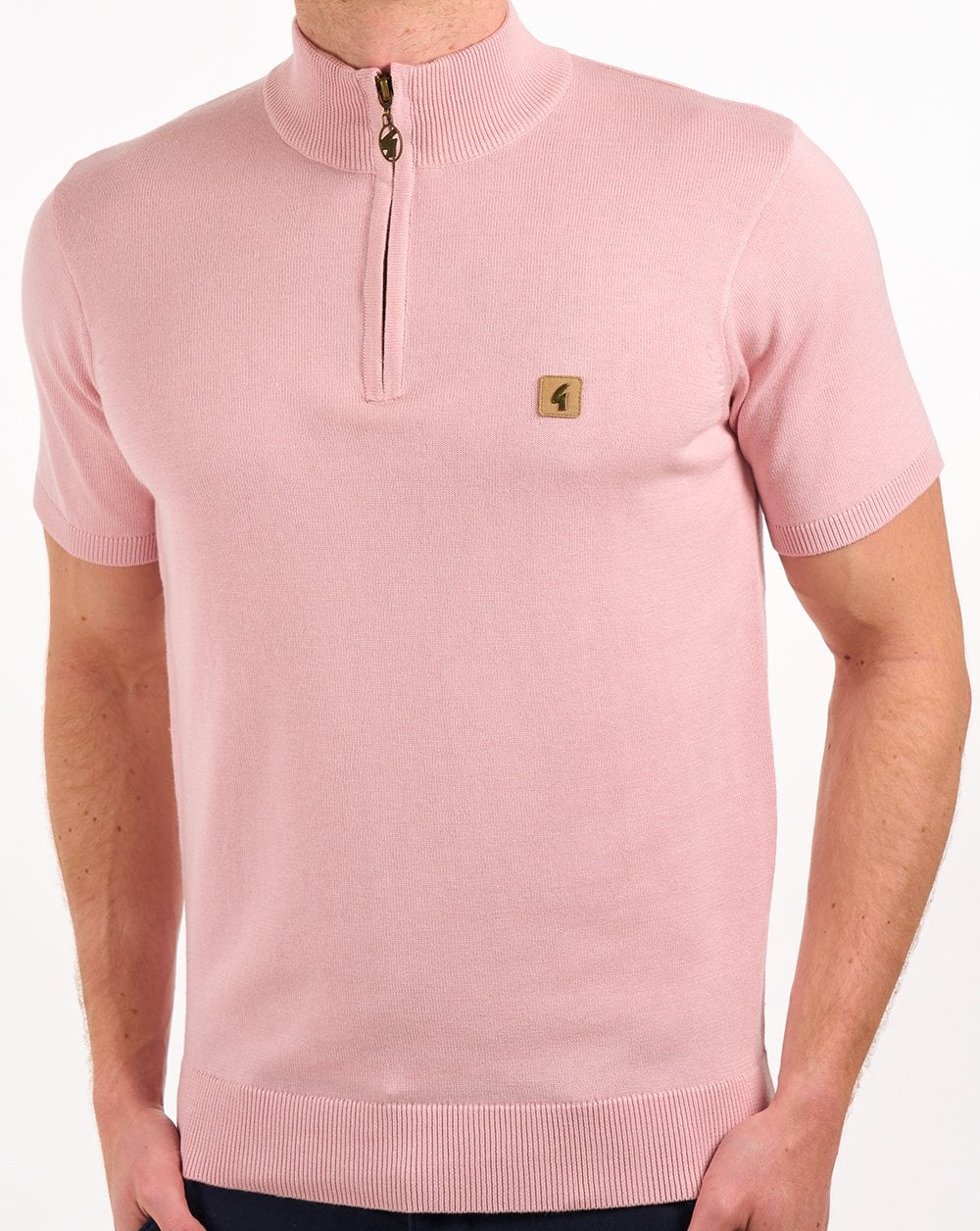 Gabicci Vintage Knitted 1/4 Zip Lt Pink - Image 3