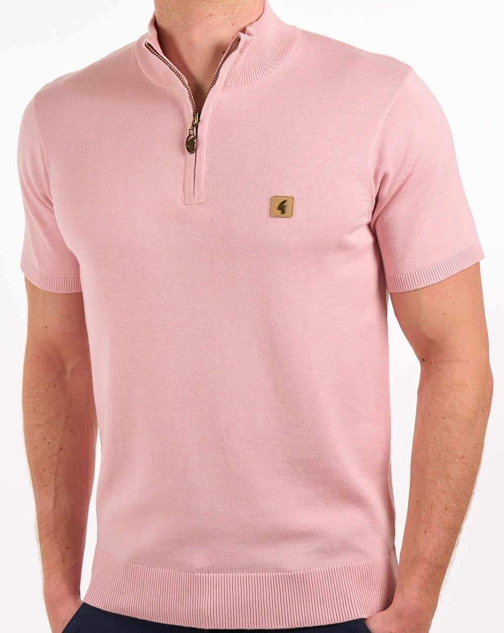 Gabicci Vintage Knitted 1/4 Zip Lt Pink - Image 4