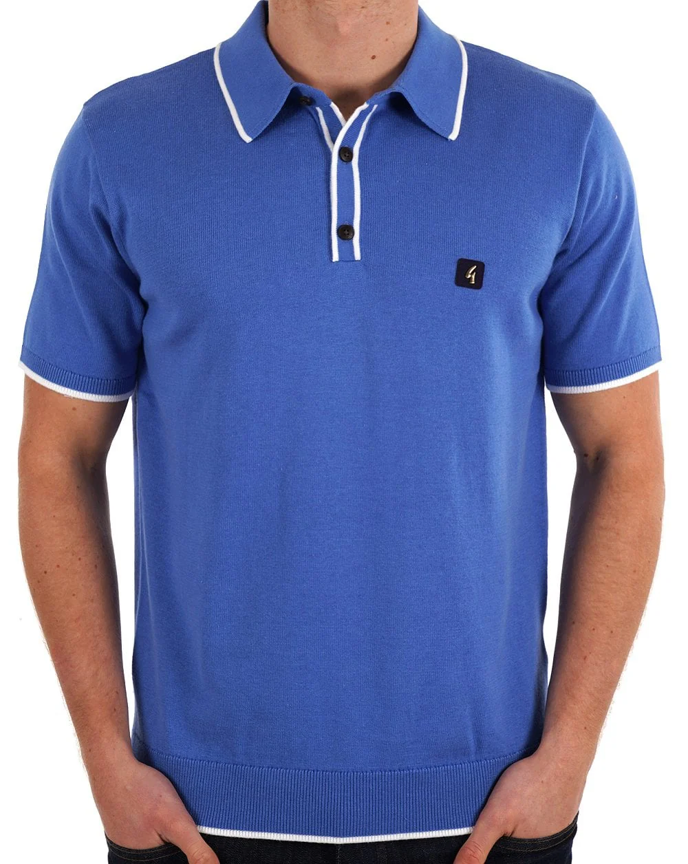 Gabicci Vintage Lineker Tipped Knitted Polo Thames - Image 3