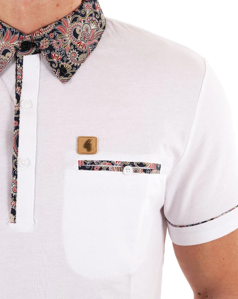 Gabicci Vintage Mooreland Polo Shirt White - Image 3