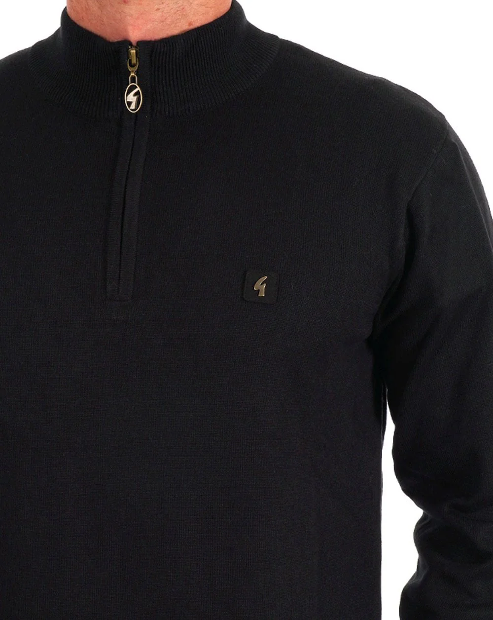 Gabicci Vintage Naxton 1/4 Zip Jumper Black - Image 2