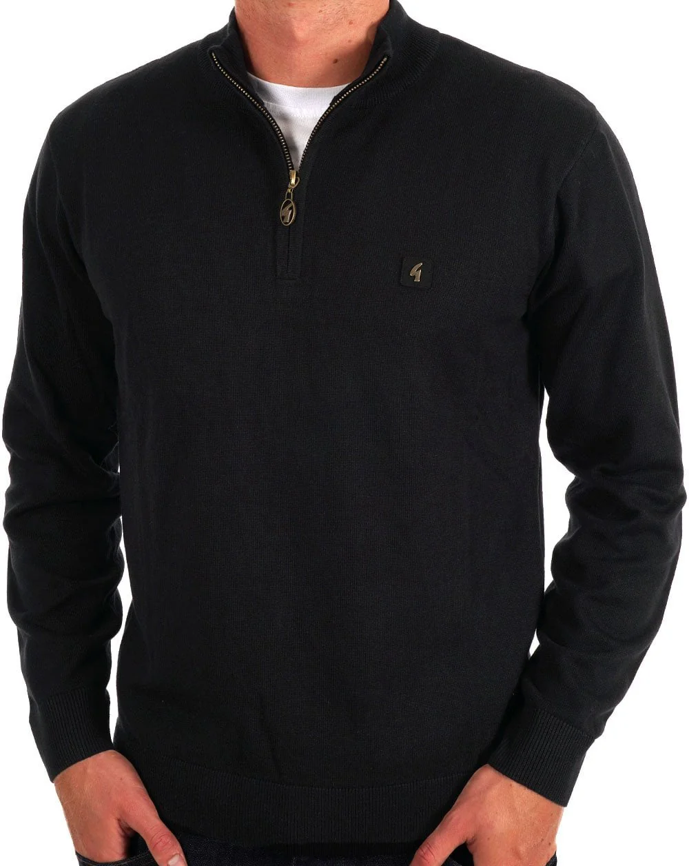 Gabicci Vintage Naxton 1/4 Zip Jumper Black - Image 3