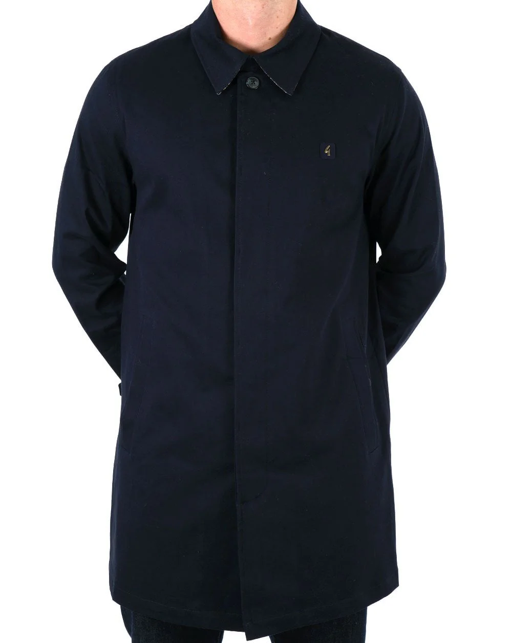 Gabicci Vintage Paisley Collar Mac Navy - Image 2