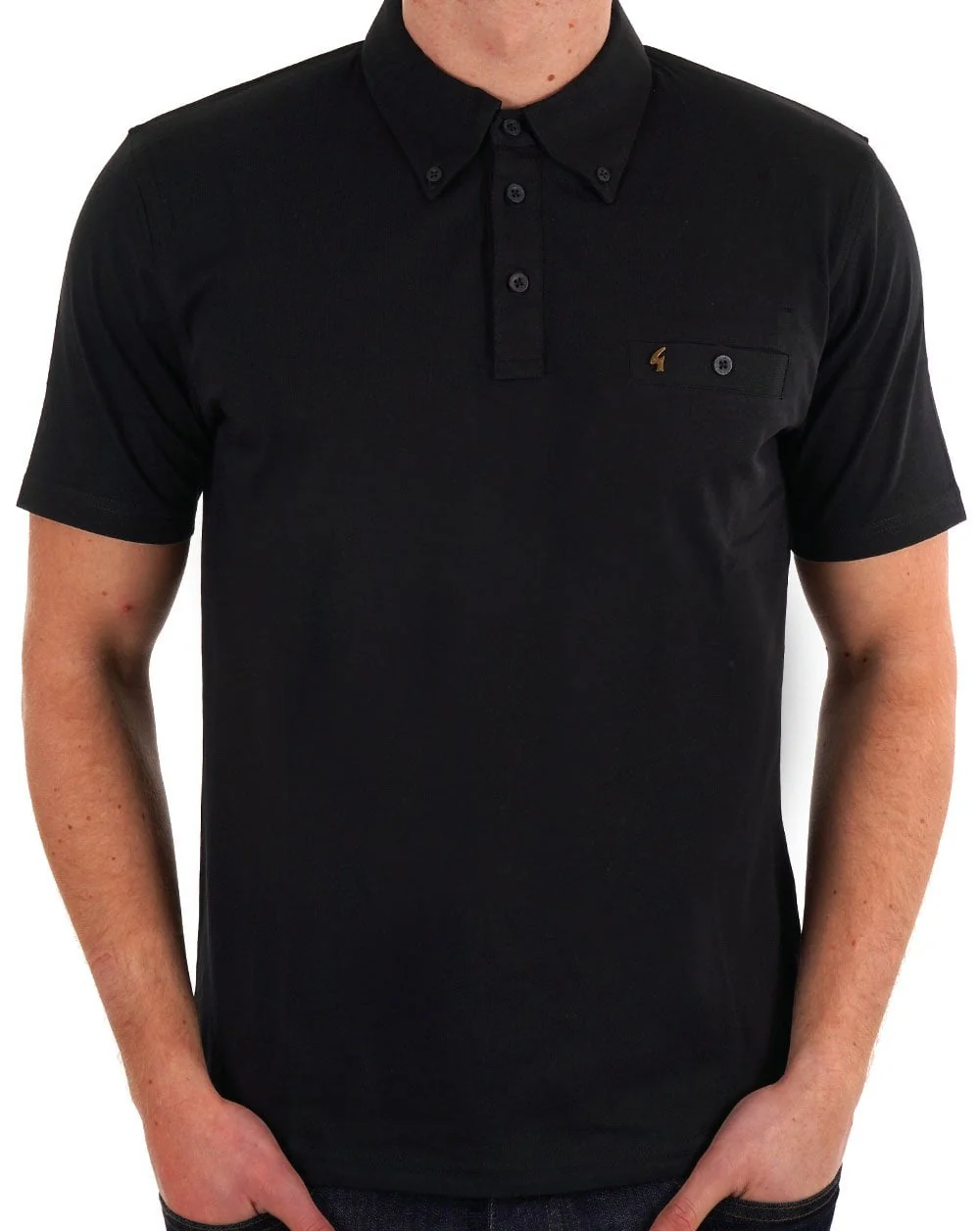Gabicci Vintage Polo Shirt Black - Image 2