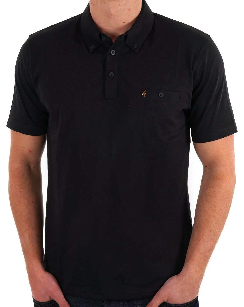 Gabicci Vintage Polo Shirt Black - Image 4