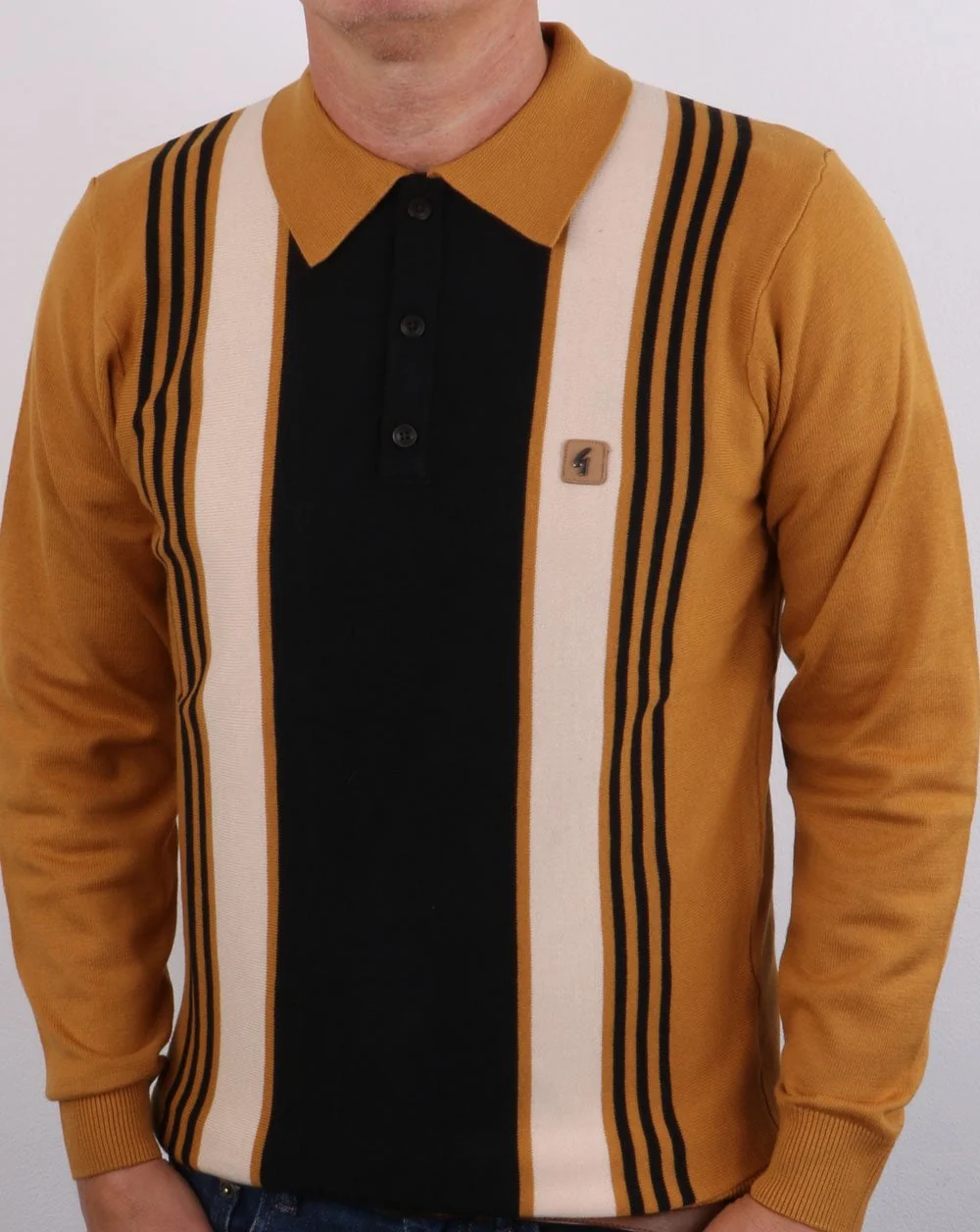 Gabicci Vintage Searle Long Sleeve Polo Harvest
