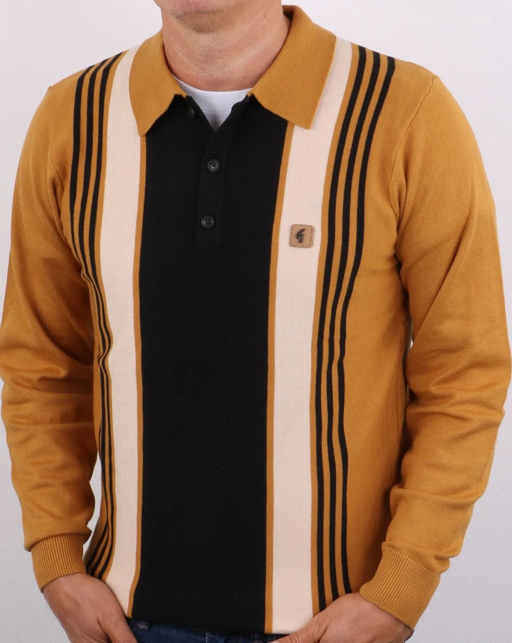 Gabicci Vintage Searle Long Sleeve Polo Harvest - Image 4