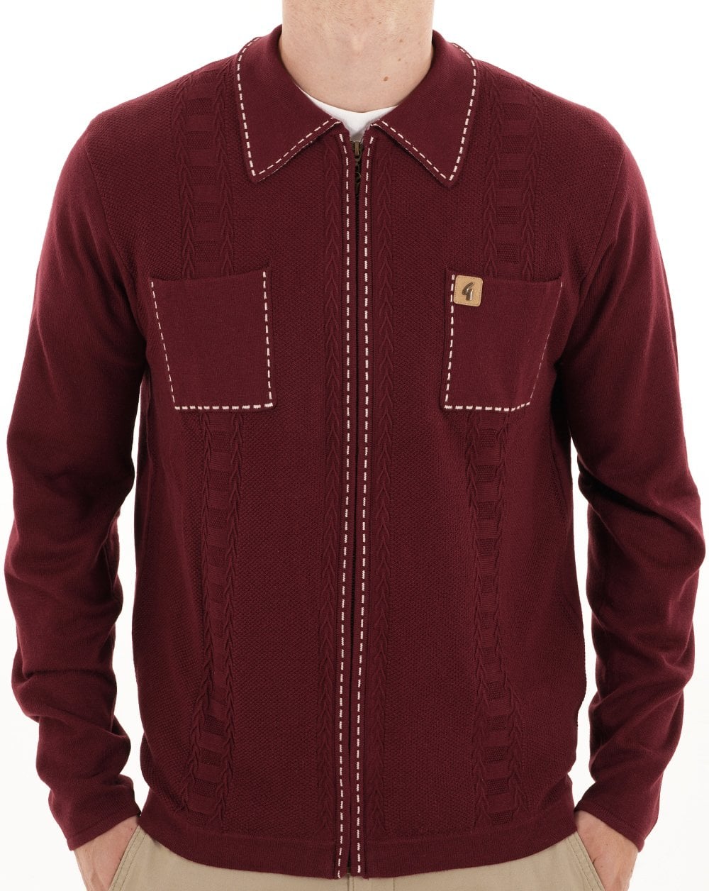 Gabicci Vintage Serge Knit Zip Up Mulberry - Image 2