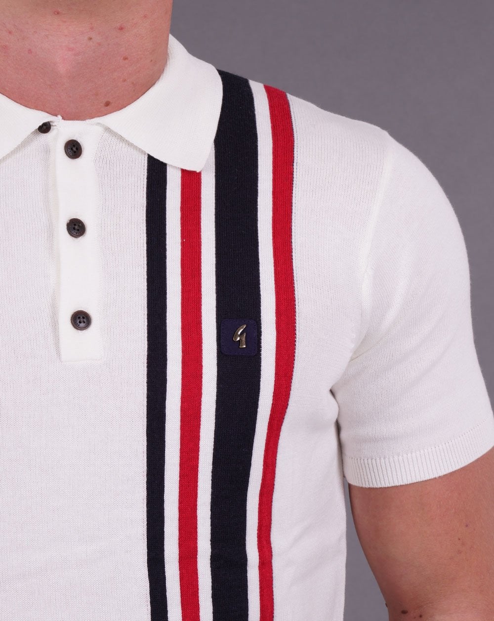 Gabicci Vintage Soda Knit Polo Off White - Image 2