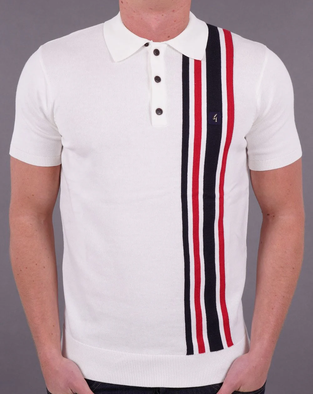 Gabicci Vintage Soda Knit Polo Off White - Image 3
