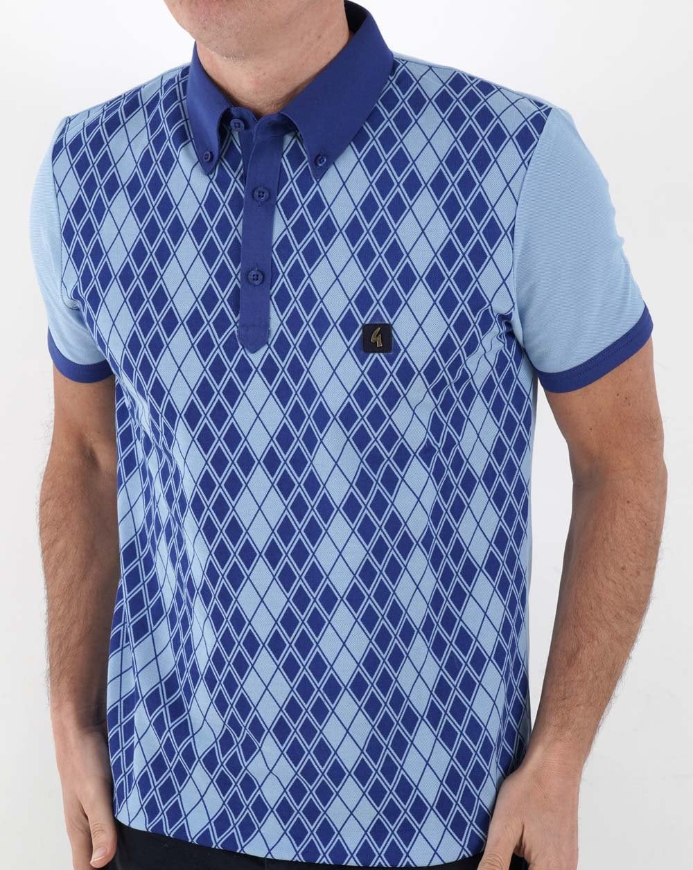 Gabicci Vintage Stewart Oxford Polo Blue - Image 4