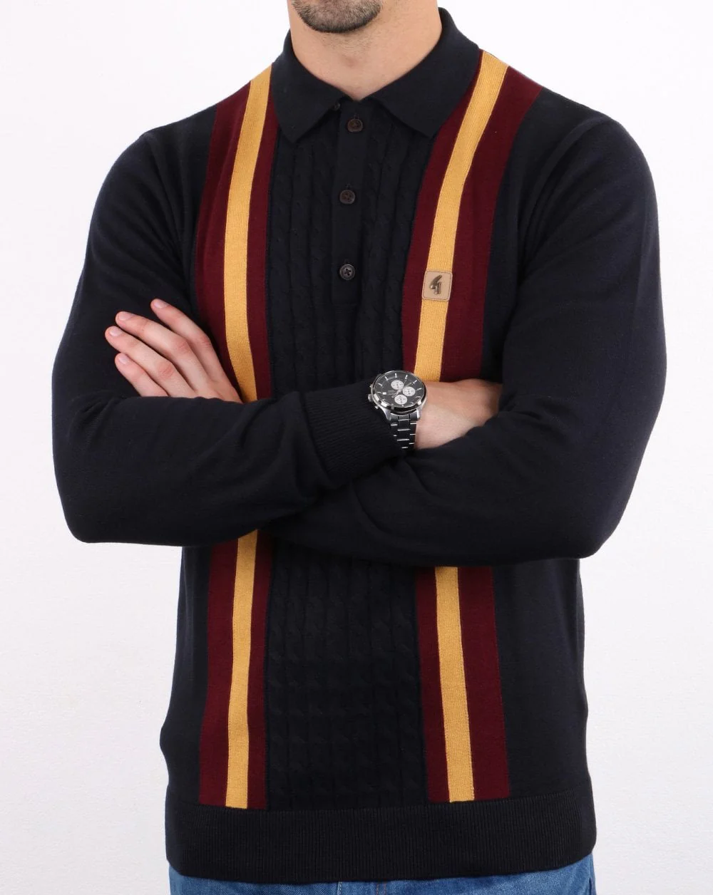 Gabicci Vintage Tram Polo Shirt Navy - Image 3