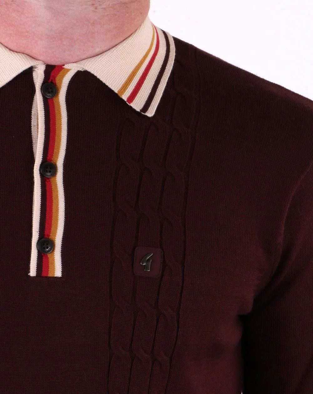 Gabicci Vintage Turney Polo Shirt Deep Port - Image 3