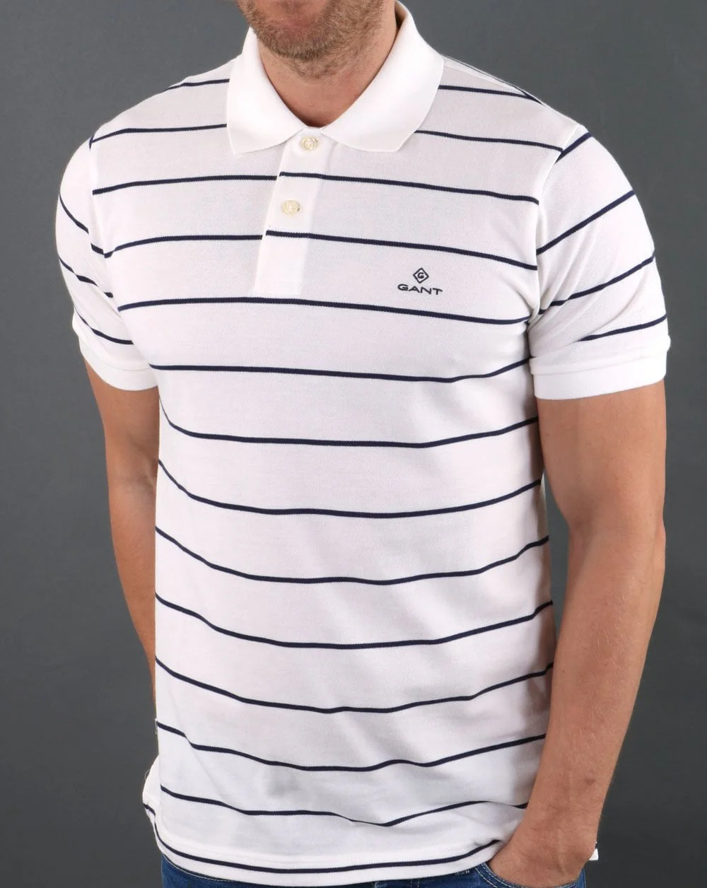 Gant Breton Stripe Pique Rugger Eggshell - Image 3