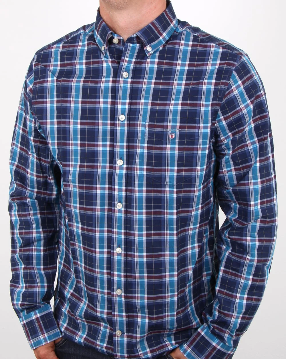 Gant Broadcloth Check Shirt Dark Indigo