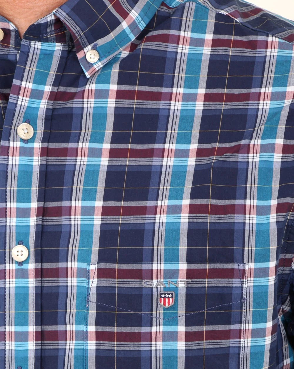 Gant Broadcloth Check Shirt Dark Indigo - Image 3