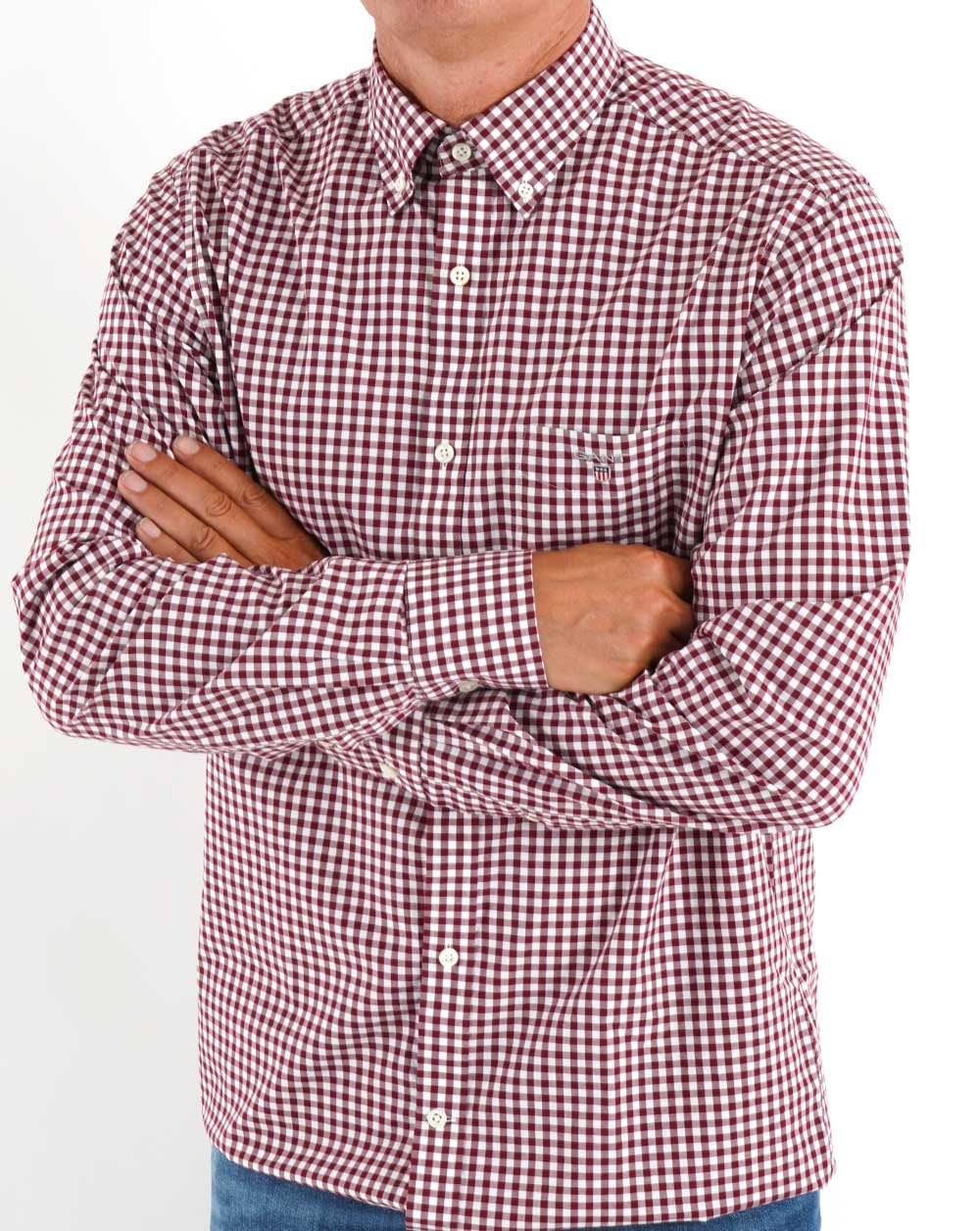 Gant Broadcloth Gingham Shirt Burgundy - Image 3
