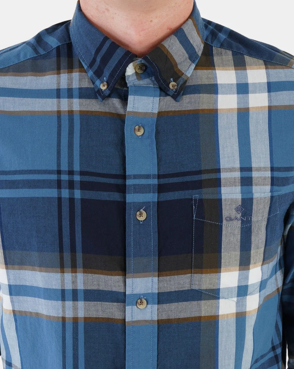 Gant Broadcloth Plaid Shirt Salty Sea - Image 2