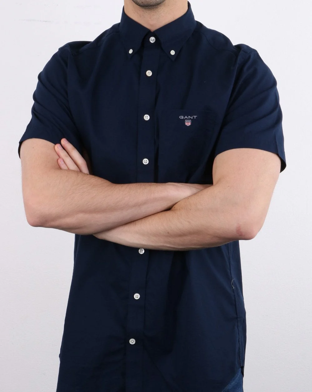 Gant Broadcloth Short Sleeve Shirt Navy - Image 4