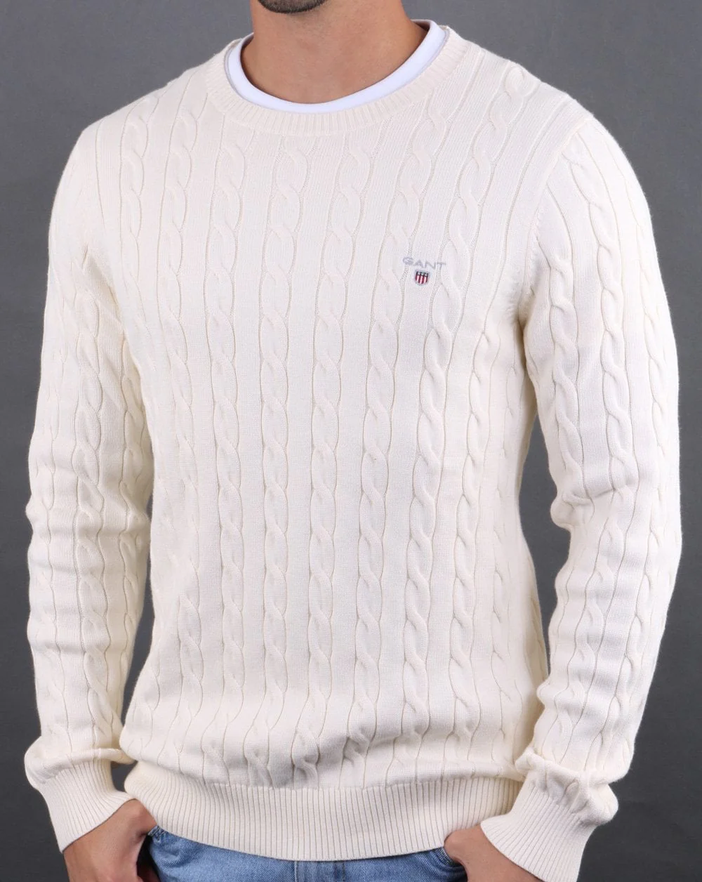 Gant Cable Crew Knit Cream - Image 2