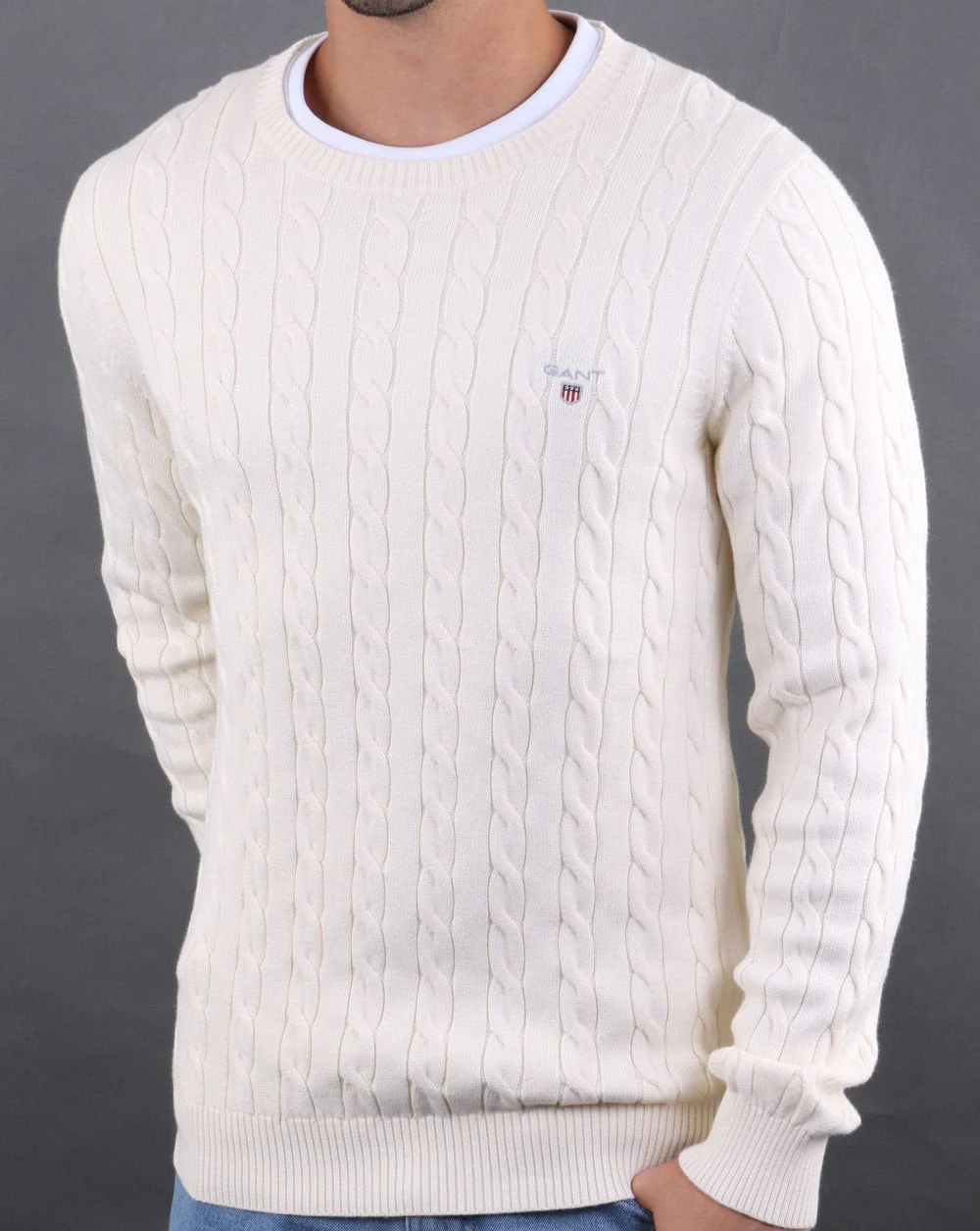 Gant Cable Crew Knit Cream - Image 3