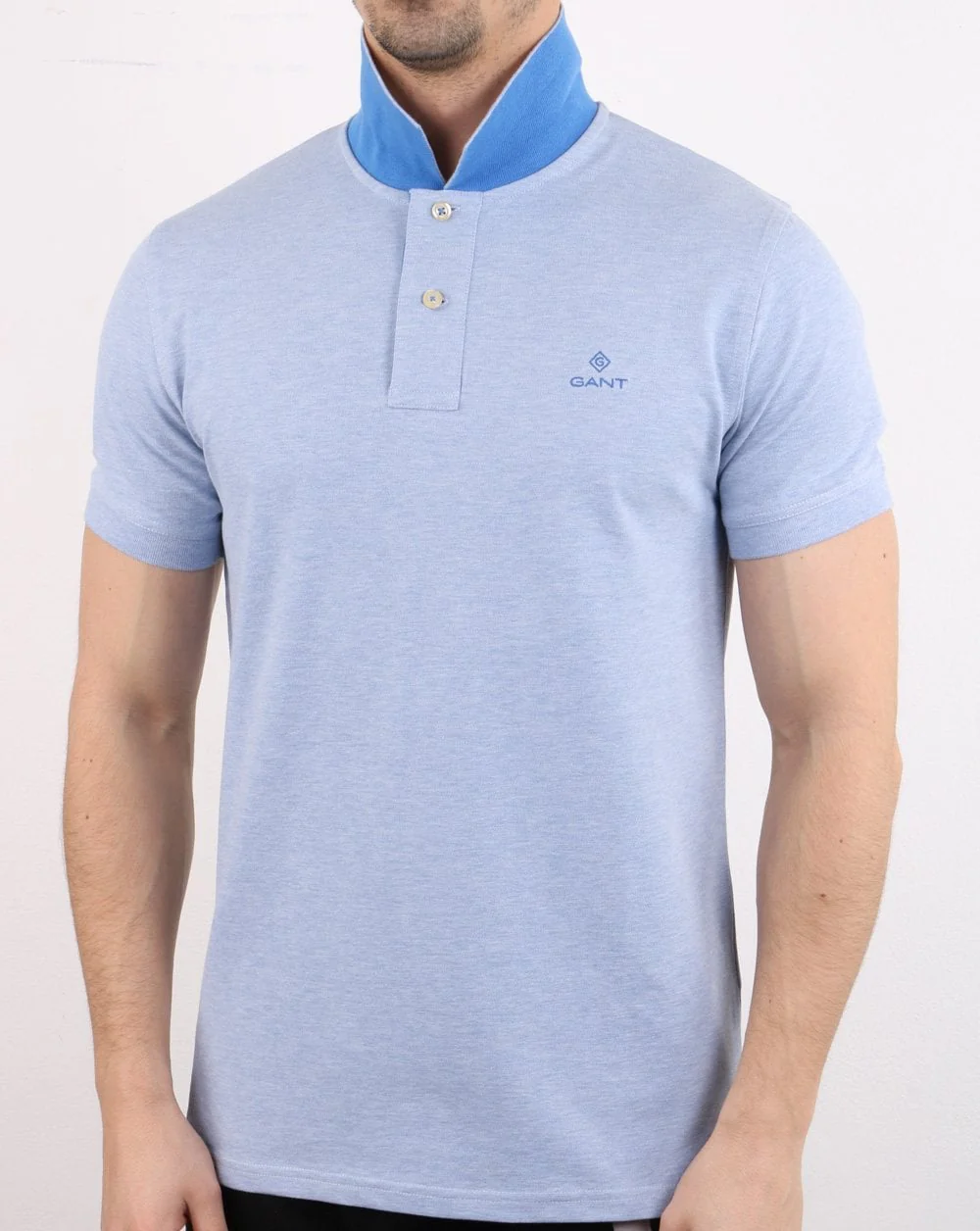Gant Contrast Collar Polo Shirt Ice Blue