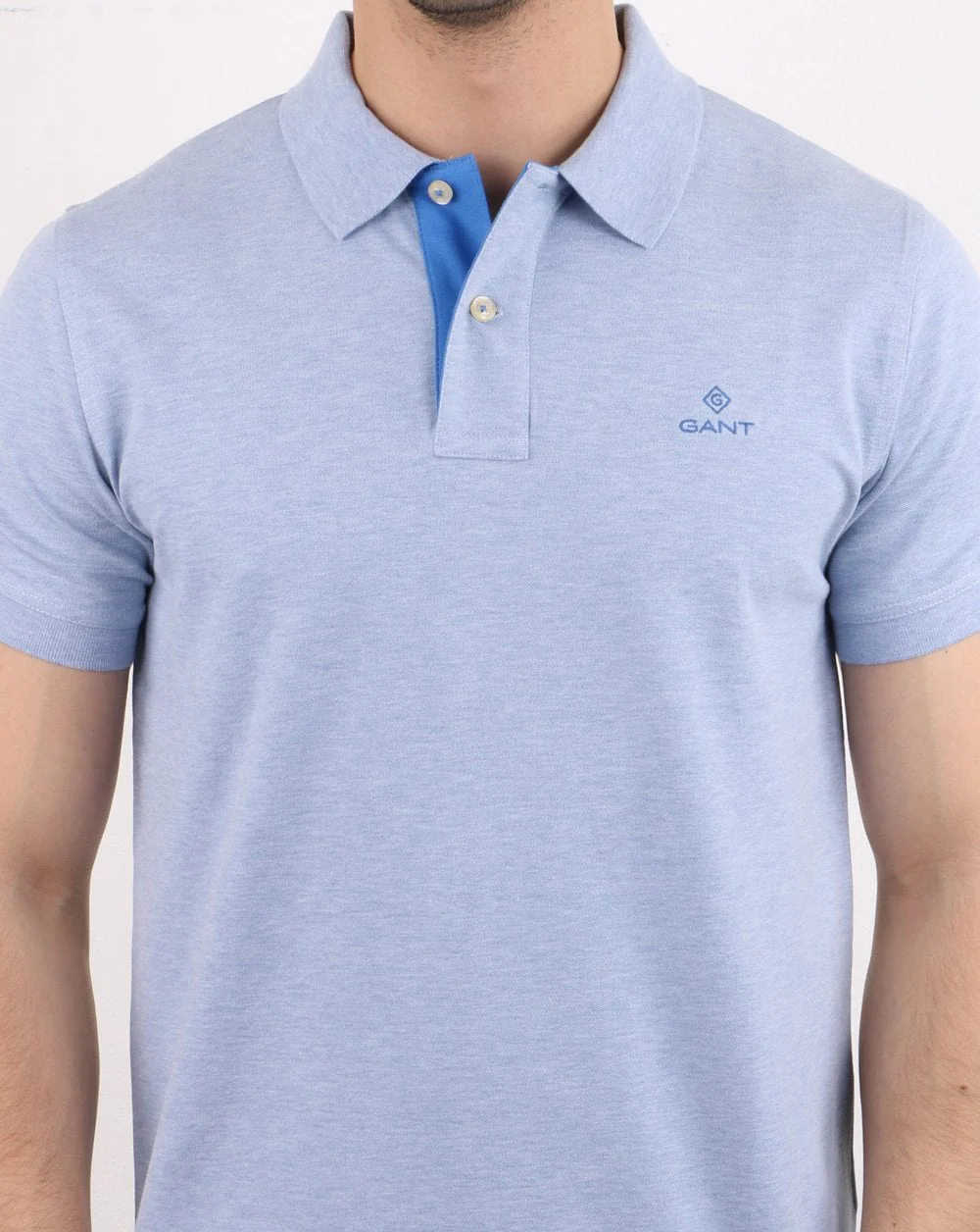 Gant Contrast Collar Polo Shirt Ice Blue - Image 5